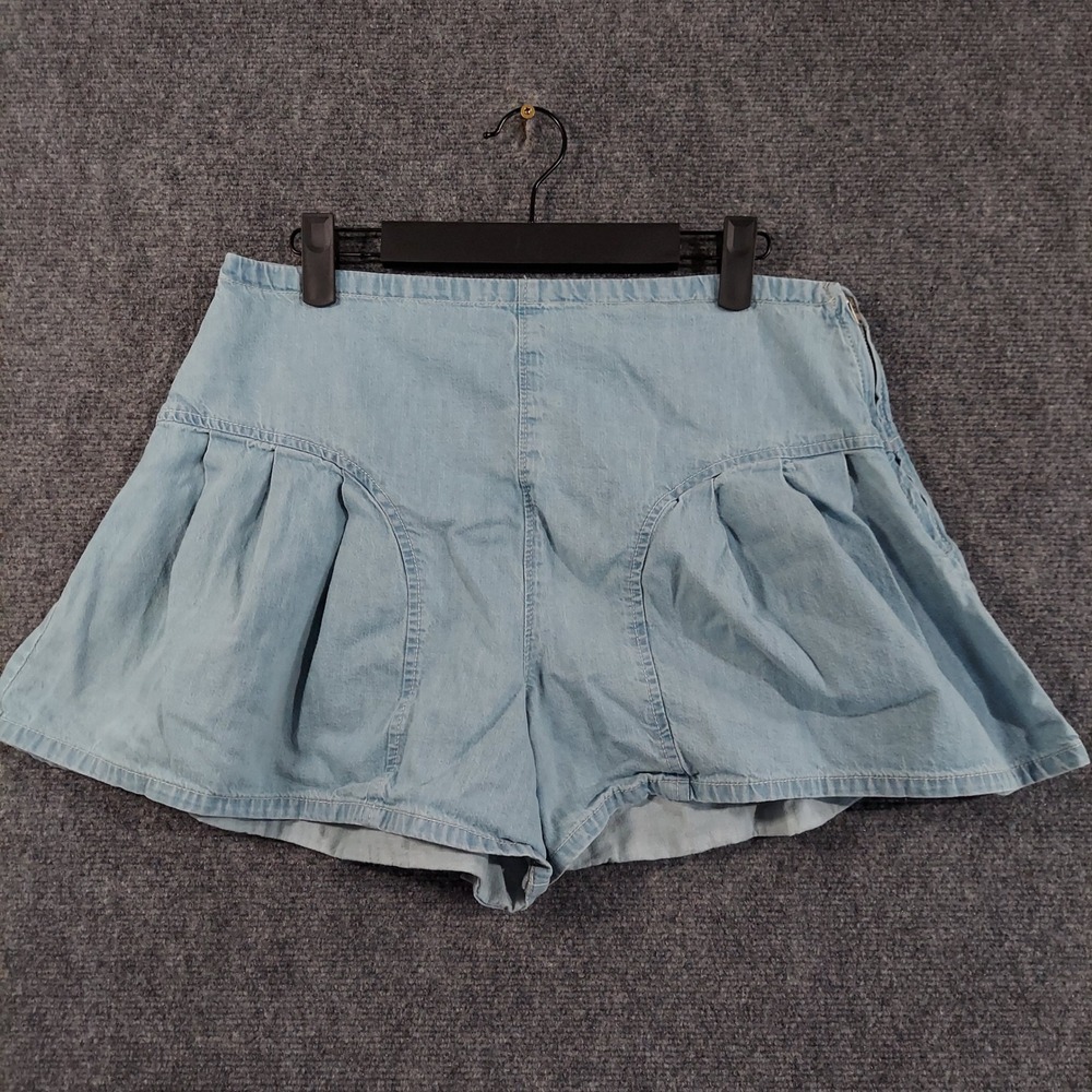 We The Free Shorts Women 28 Light Blue CRVY Pleated Denim Skort Style High Rise